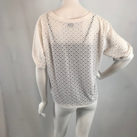 Anthropologie Postage Stamp White Eyelet Shirt - Picture 3 of 4